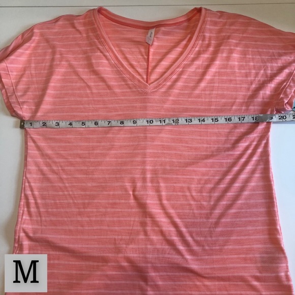 Ideology Coral Pink Striped V-Neck Tee Shirt, Short Sleeve, Multiple Sizes, NWT! - Picture 9 of 13